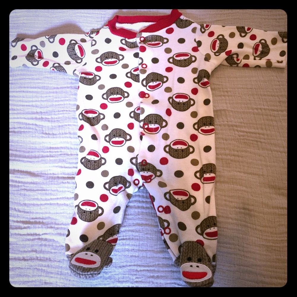 Bundle of two newborn baby footie pajamas